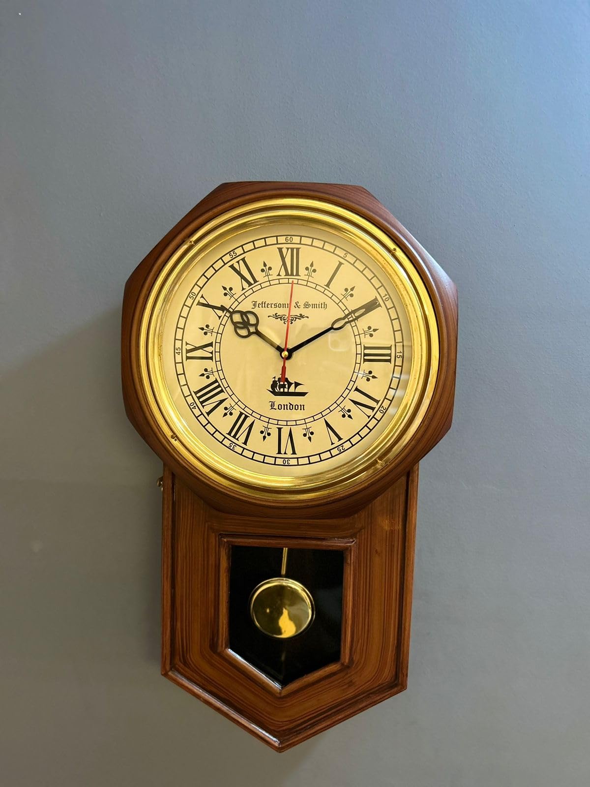 Buy Jefferson & Smith Vintage Wooden Wall Clock with Pendulum